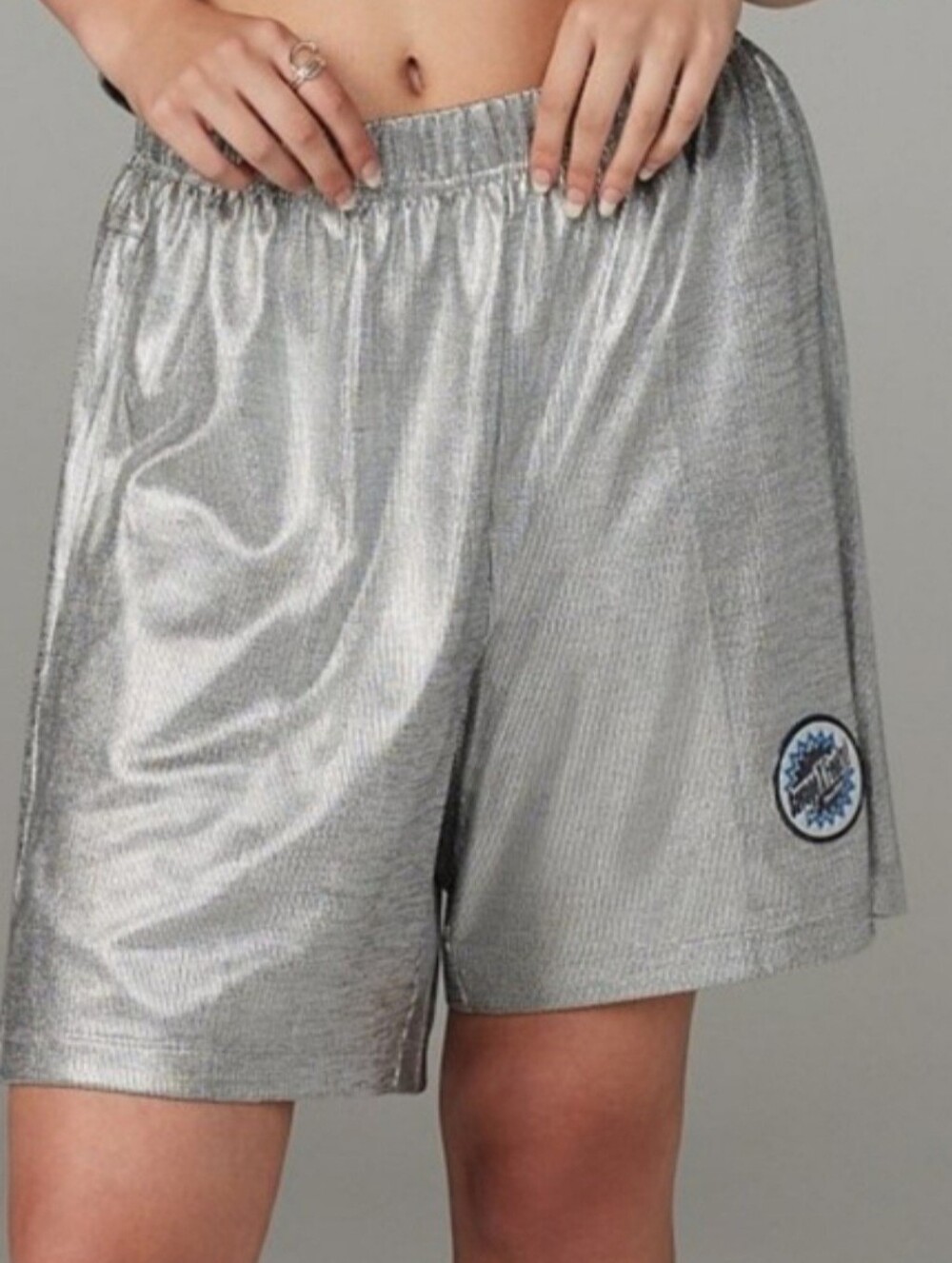 SAVAGE X FENTY Metallic Silver Women's / UNISEX Athletic Shorts NWT
